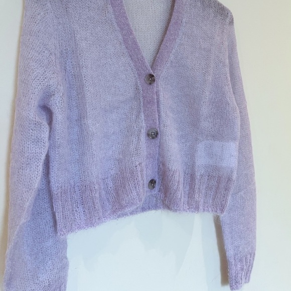 ACNE STUDIOS Purple Cropped Cardigan Sz M - Picture 13 of 16